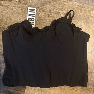 Urban Outfitters Elegant Black Ruffled Crop Top